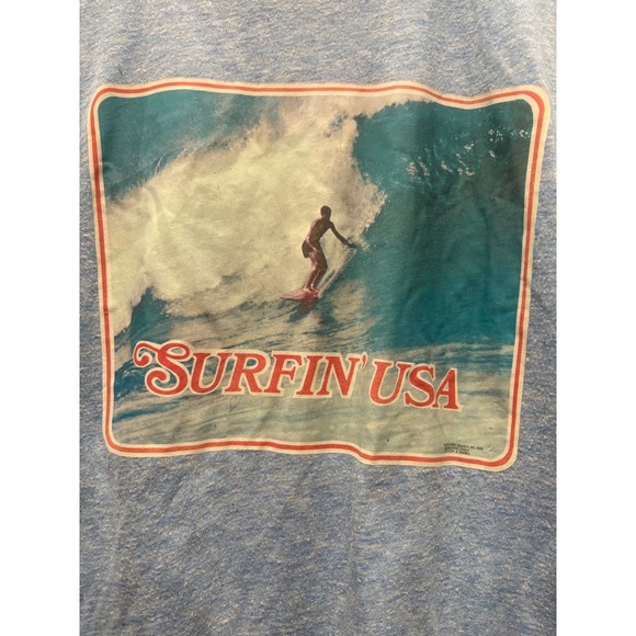 Vintage Thunderbird Sportswear Surfin USA Ringer T Shirt Blue - Picture 3 of 8